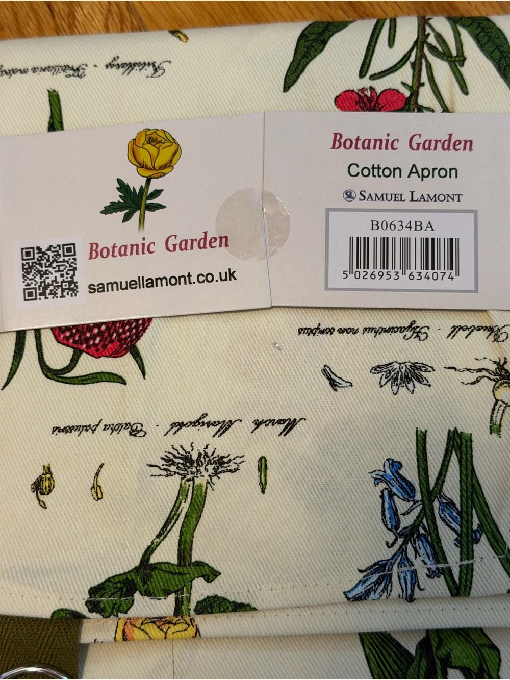 🆕 Samuel Lamont NWT all cotton full bib apron floral botanical garden pocket